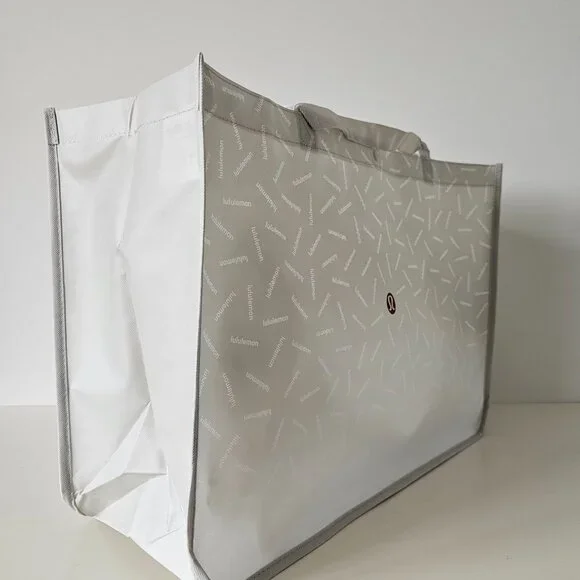 New LULULEMON Grey GRAPHIC LOGO Reusable Shopping Bag XL - Picture 5 of 6